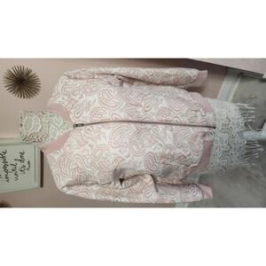 NWOT Victoria Beckman for Target unique pink white zip jacket L R53